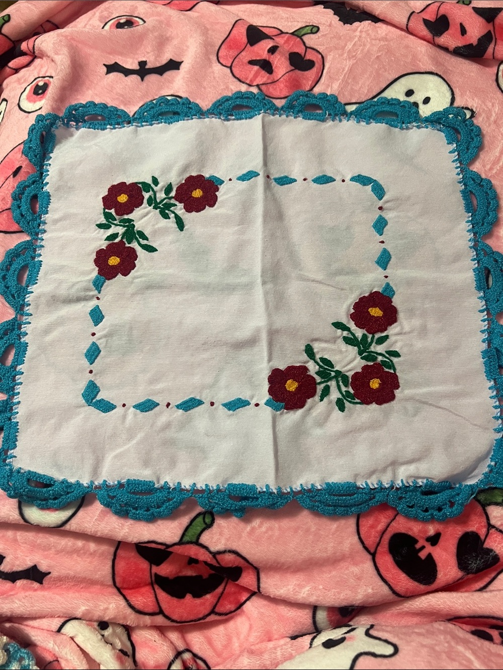 Hand-Embroidered Mexican Tortilla Warm - Blue Edge